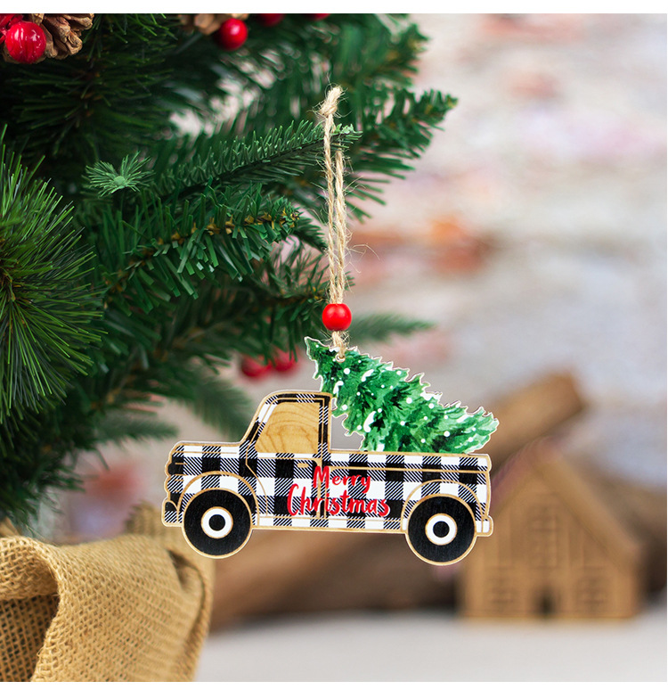 Navidad Moda Coche Madera Fiesta Adornos Colgantes 1 Pieza display picture 4