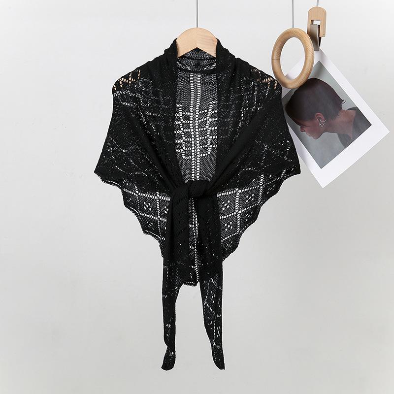 (2개) 새로운 서스펜더 스커트 니트 숄 중공 목 가드 따뜻한 에어컨 룸 외부 장식 숄 모조 캐시미어 가디건