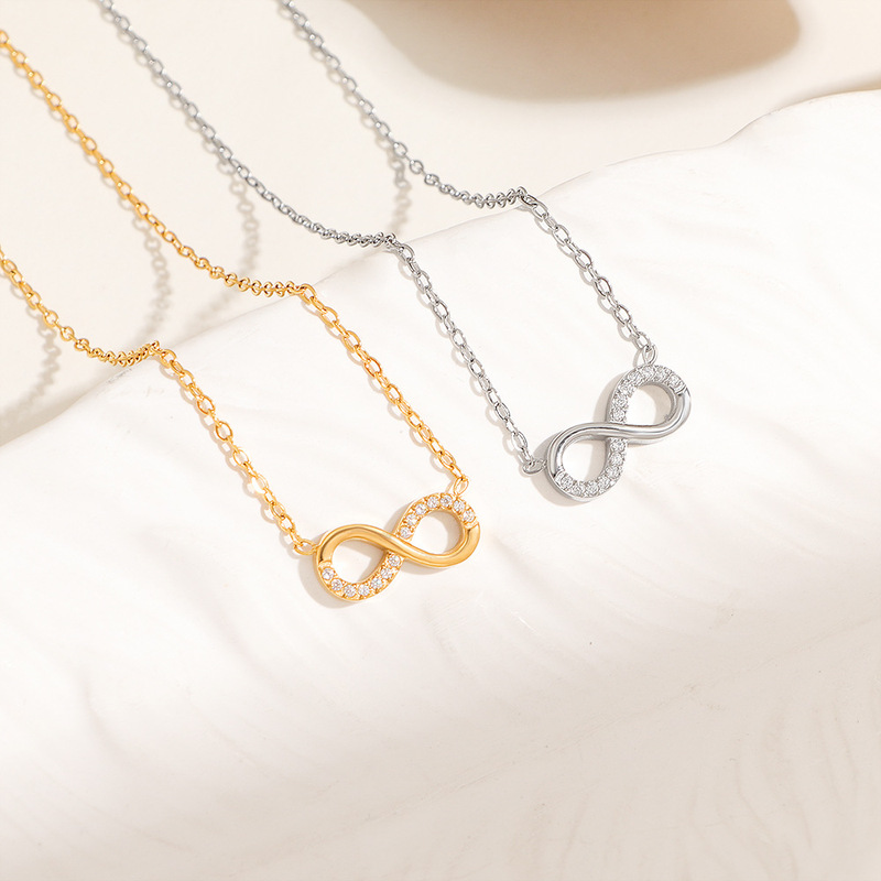 New Style Figure-Eight Diamond-Studded Necklace with Infinity Symbol Pendant, Versatile and Elegant, French Light Luxury Niche High-End Design Choker New Style Figure-Eight Diamond-Studded Necklace with Infinity Symbol Pendant, Versatile and Elegant, French Light Luxury Niche High-End Design Choker