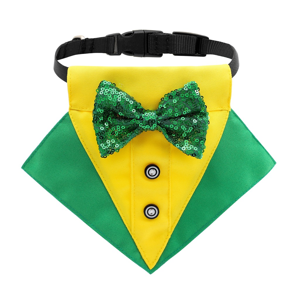 En stock transfronterizo nuevo día de San Patricio perro saliva toalla Irish Day PET bufanda mascota toalla triángulo