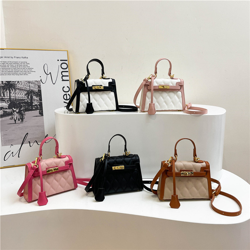 Bolsos transfronterizos para mujer 2024 nuevo bolso de hombro de todo fósforo de moda de nicho bolso de mensajero de color de contraste de rombo de textura de alta calidad