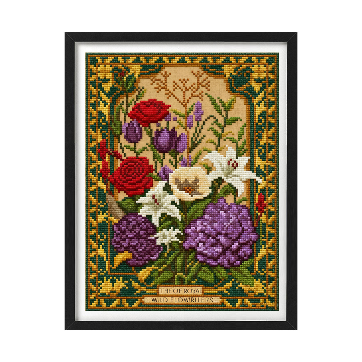 Nuevas flores transfronterizas flores retro retro flores retro plantas bordadas pinturas decorativas de la sala de estar image 5