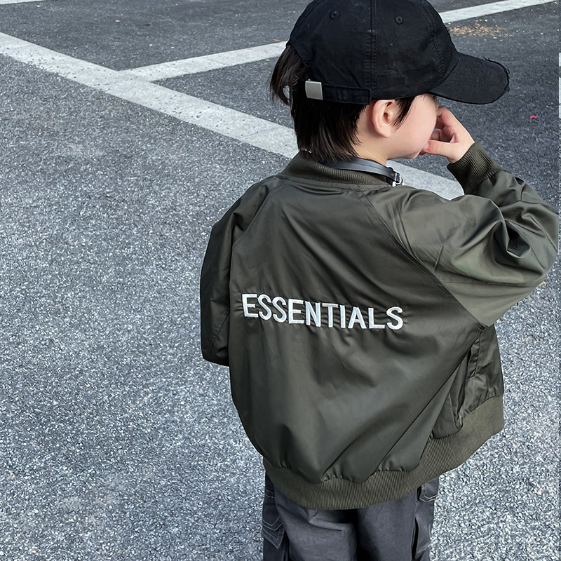 Boys' Baseball Jacket, Spring and Autumn Style, Stylish Children's Letter-Print Zip-Up Jacket, Trendy Pilot Jacket for Older Kids
