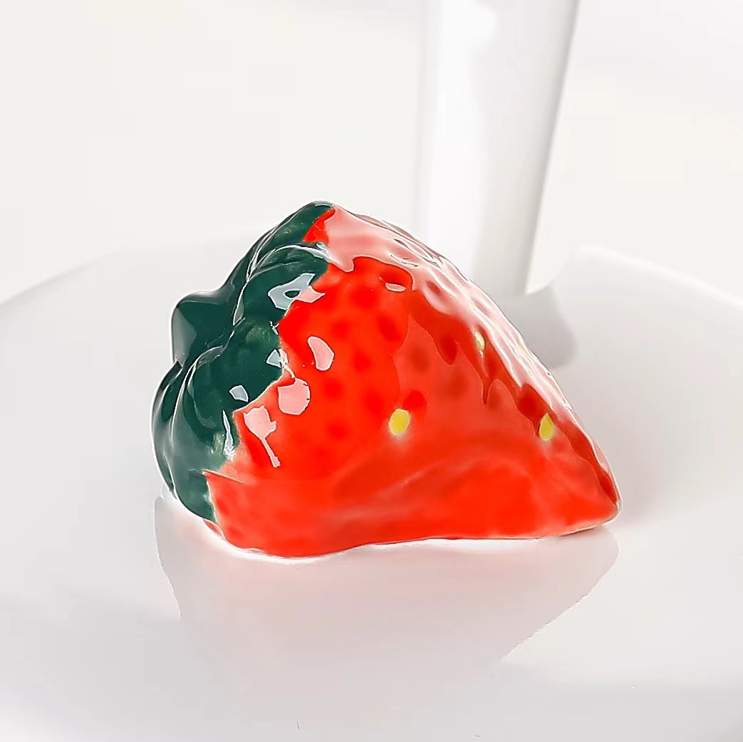 Creativo fresa fruta vidrio con tapa cuchara personalizada 3D 3D forma taza Oficina regalo beber