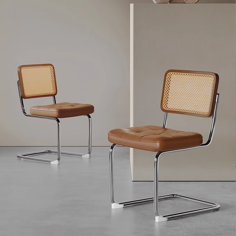 Silla de comedor de madera maciza de estilo antiguo 2024 nueva crema perezosa tejido de ratán tejido hogar arte silla Vasily