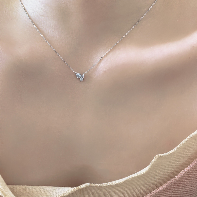 Daily Occasion 925 Sterling Silver Material 925 Sterling Silver Zircon Cable Chain Geometric Pendant Necklace