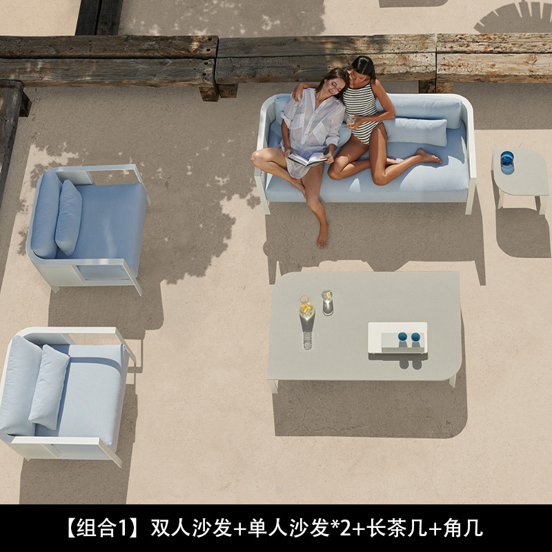 Sofá nórdico al aire libre ocio minimalista diseñador de acero inoxidable patio villa creativo impermeable muebles al aire libre