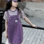 女孩儿童短袖条纹背带裙