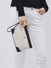 韩版时尚高级感手拿包女气质素雅帆布收纳包简约手挽包手机包