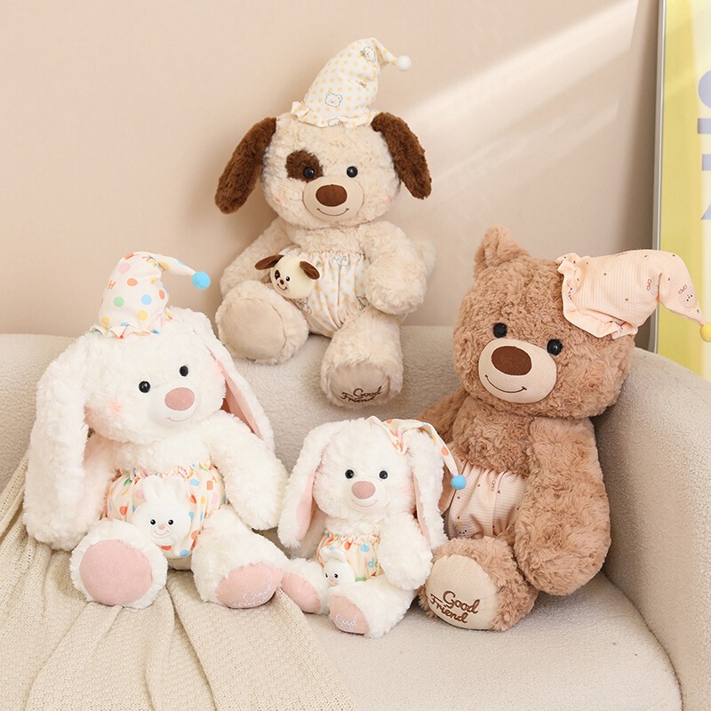 ハッピー小隊おやすみパジャマ熊よだれ子犬ウサギ人形玩具祝日カップルプレゼント彼女|undefined