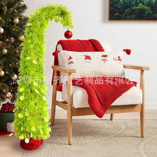Cross-Border Popular Light Green Disc Tilted Head Christmas Tree Decoration Light Green Tilted Neck Tree Potted Telescopic Tree Ornaments
