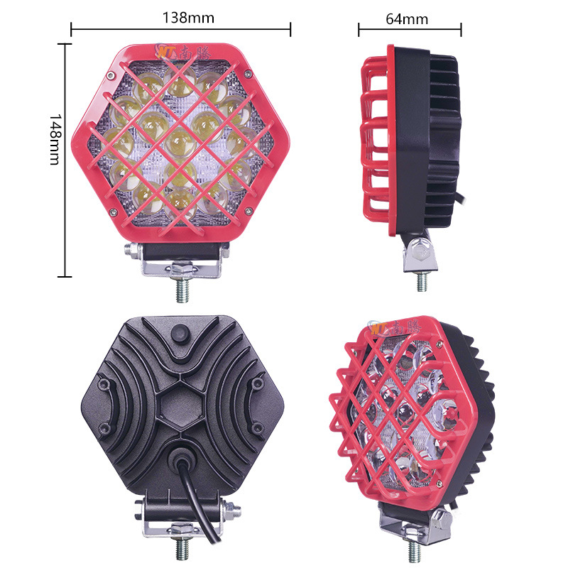 5,4 pulgadas hexagonal led48 W luz de trabajo luz del coche foco de luz del vehículo todoterreno luz de la motocicleta suministro transfronterizo