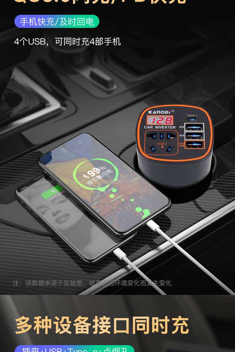 Car inverter 220V high power fast charging usb multi-purpose multi-function 12v24v universal car charger