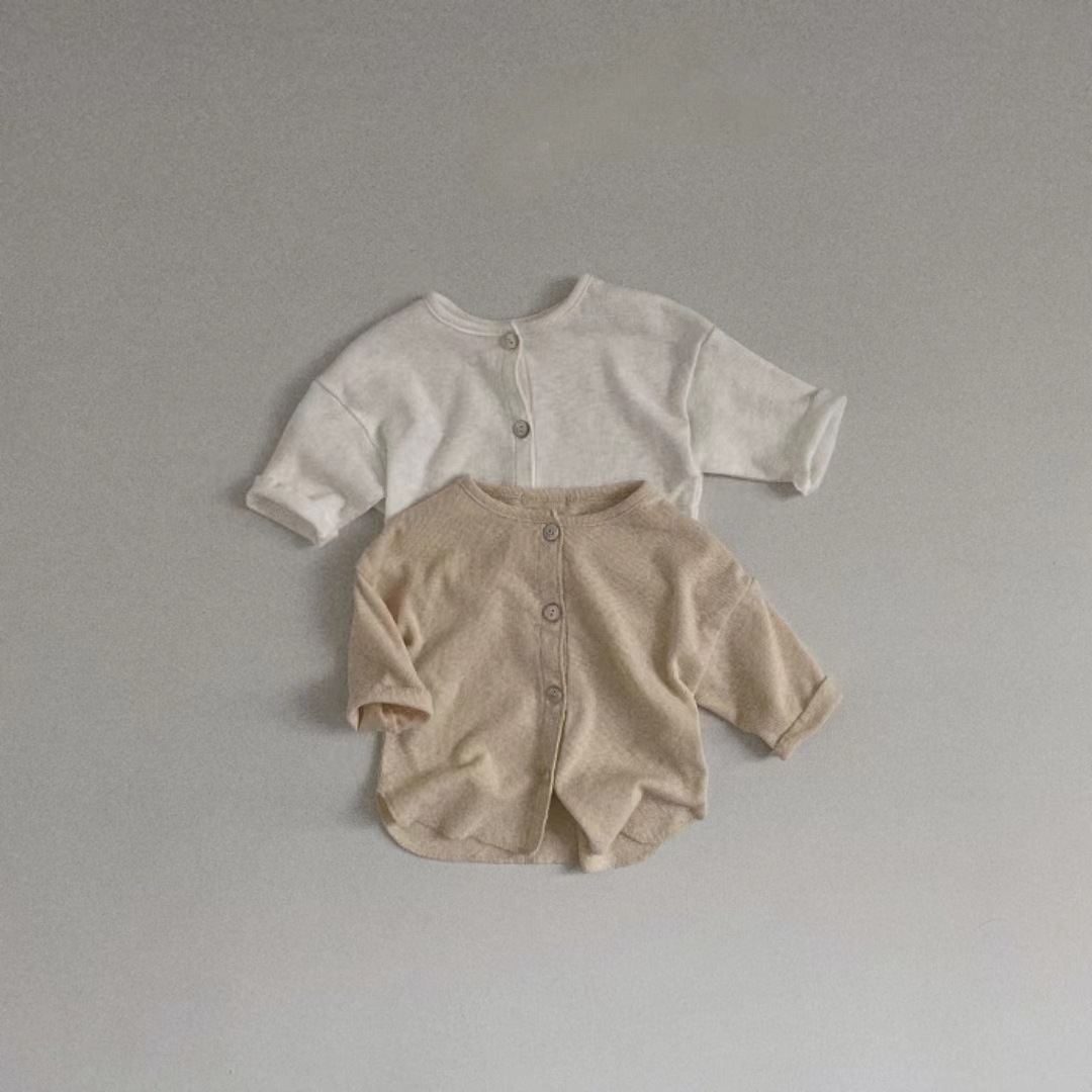 한국식  및 아동복, 심플하고 활용도가 높은 캐주얼 가디건, 여름용 얇은 긴팔 재킷, 에어컨 의류