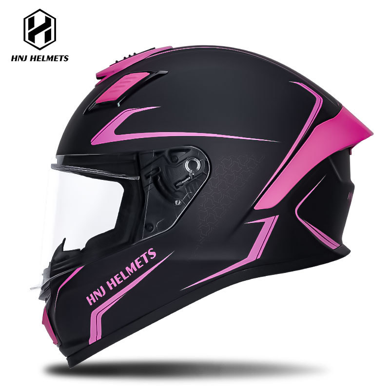 Universal HNJ Motorcycle Helmet Summer Sunscreen Electric Car Helmet Full Helmet (Motosiklet kaskı (dəbilqə)) - 607-black-red-transparent-visor-s