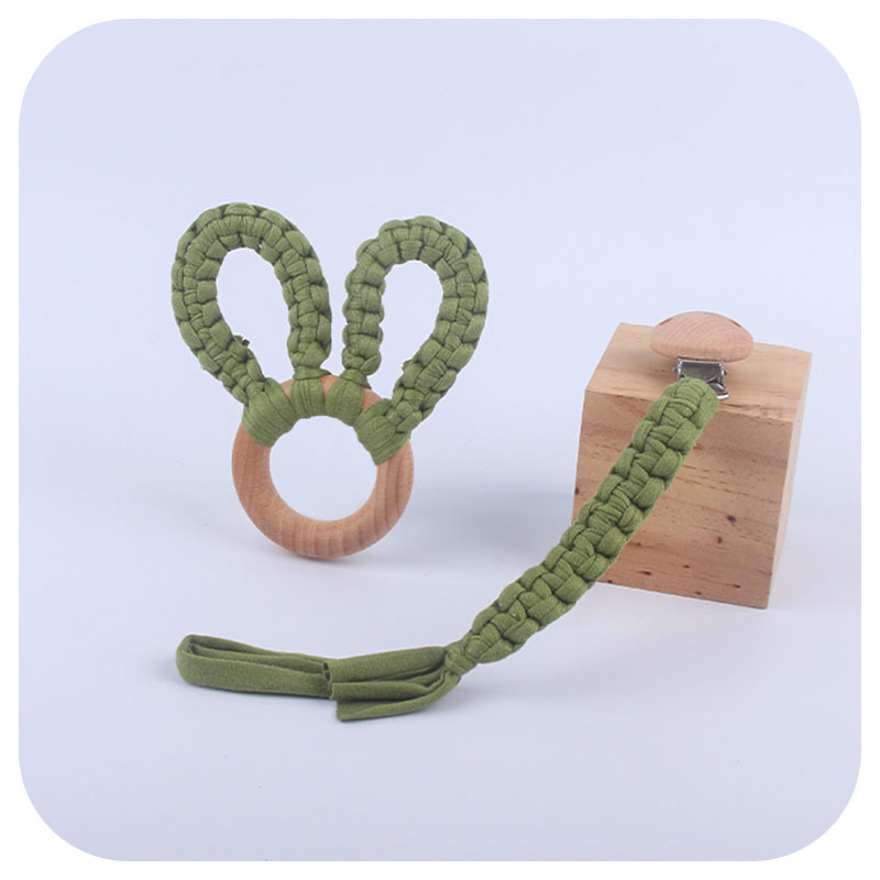 DIY creativo bebé suministros haya chupete clip hecho a mano algodón tejido chupete cuerda anti-gota cadena mordedor traje
