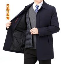 专柜防寒白鹅绒羽绒服男2023冬季保暖可脱内胆中年爸爸中长款外套