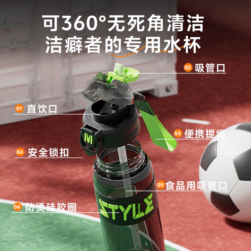 明霞トリタンスポーツウォーターボトル 新型 ダブルドリンク 夏用 ポータブル フィットネス 大容量 子供 学生 通学 水筒|undefined