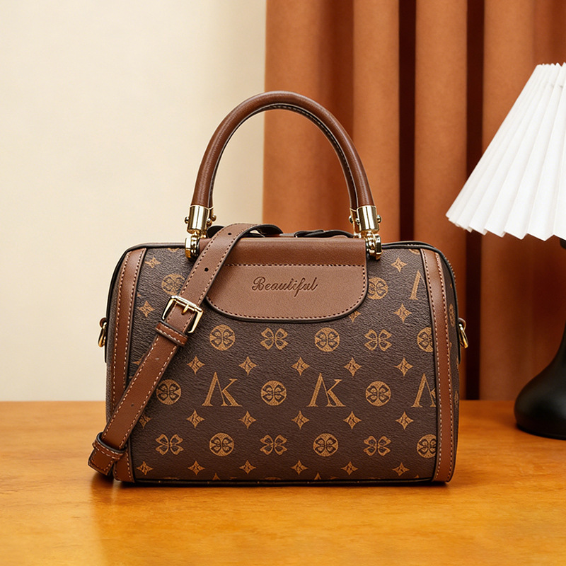 Mk F Genuine Leather Bag 2026 New Model Crossbody Bag for Women Large Capacity Boston Pillow Bag Famous Brand Women's Handbag Mk F Genuine Leather Bag 2026 New Model Crossbody Bag for Women Large Capacity Boston Pillow Bag Famous Brand Women's Handbag