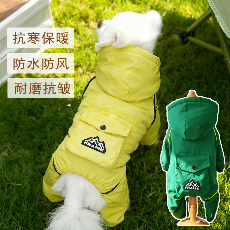 A prueba de agua a prueba de intemperie carga de algodón grueso mascotas perros y gatos accesorios ropa de invierno al aire libre ropa de cuatro patas