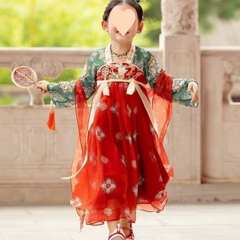Новое детское весеннее, летнее и осеннее классическое платье в сказочном стиле династии Хань, древний костюм Дунхуань, юбка, одежда для выступлений, летняя одежда