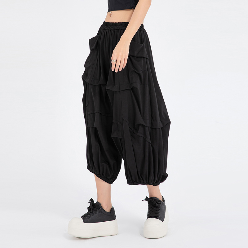 Yamamoto dark style women's new autumn casual pants, wide-leg cropped pants, loose street fashion, discounted wide-leg pants