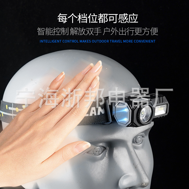 Transfronteriza nueva inducción clip de la tapa del faro de carga USB noche pesca headwear de doble uso corriendo ligero de cuatro luces LED faro