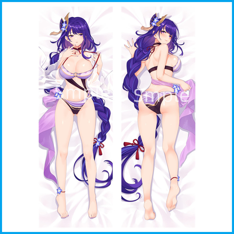 Coussin de taille réelle Genshin Impact avec Raiden Shogun - Housse de coussin de jeu anime