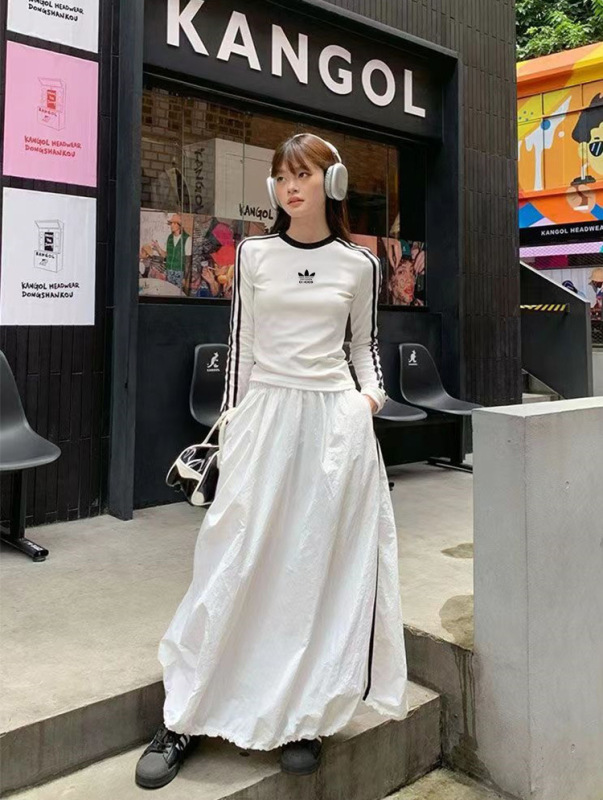 国境を越えた対外貿易原単三葉草刺繍丸襟正肩長袖tシャツ弾力修身上着女装|undefined