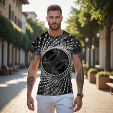 视觉盛宴抽象创意艺术图3D打印跨境外贸夏季男士T恤短袖时尚上衣