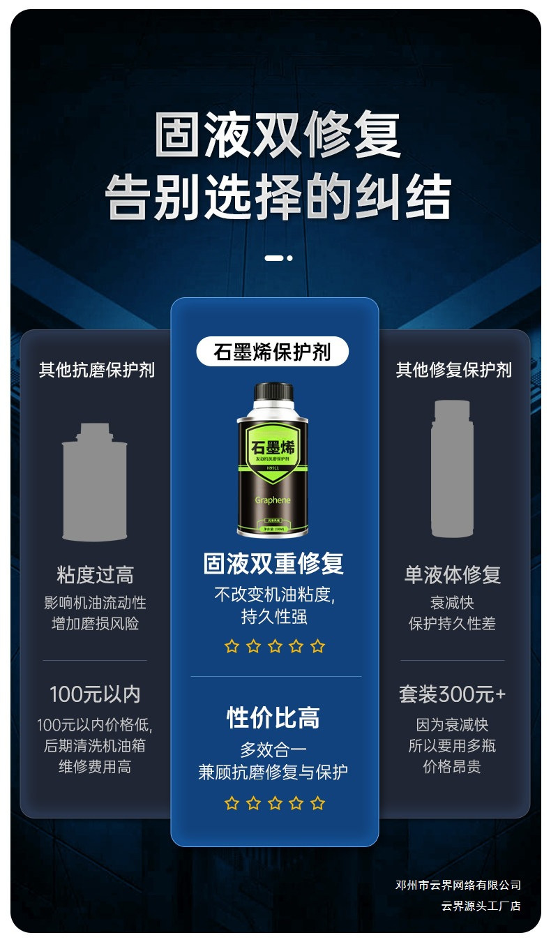 Yunjie Automotive Graphene Engine Oil Additive Engine Anti-Wear Protector Noise Reduction No-Disassembly Treatment for Oil Burning