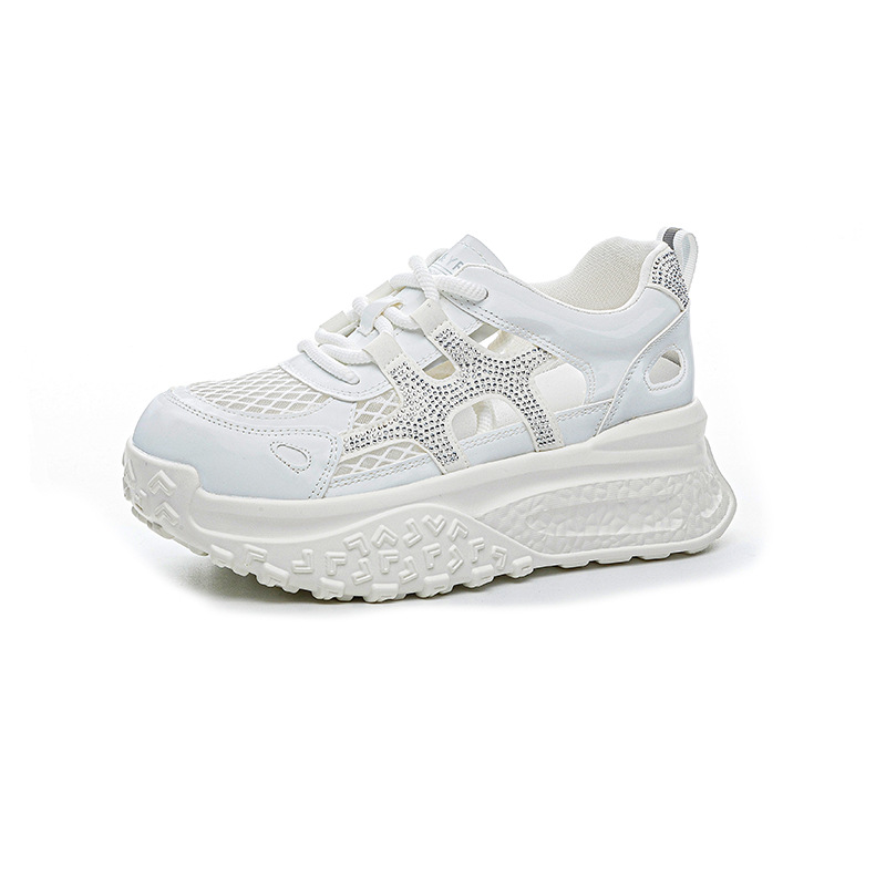 Giày sneaker chunky nữ đế dày mặt lưới thoáng khí phong cách thể thao — M2877 màu be, M2877 màu xanh lam, M2877 Màu tím