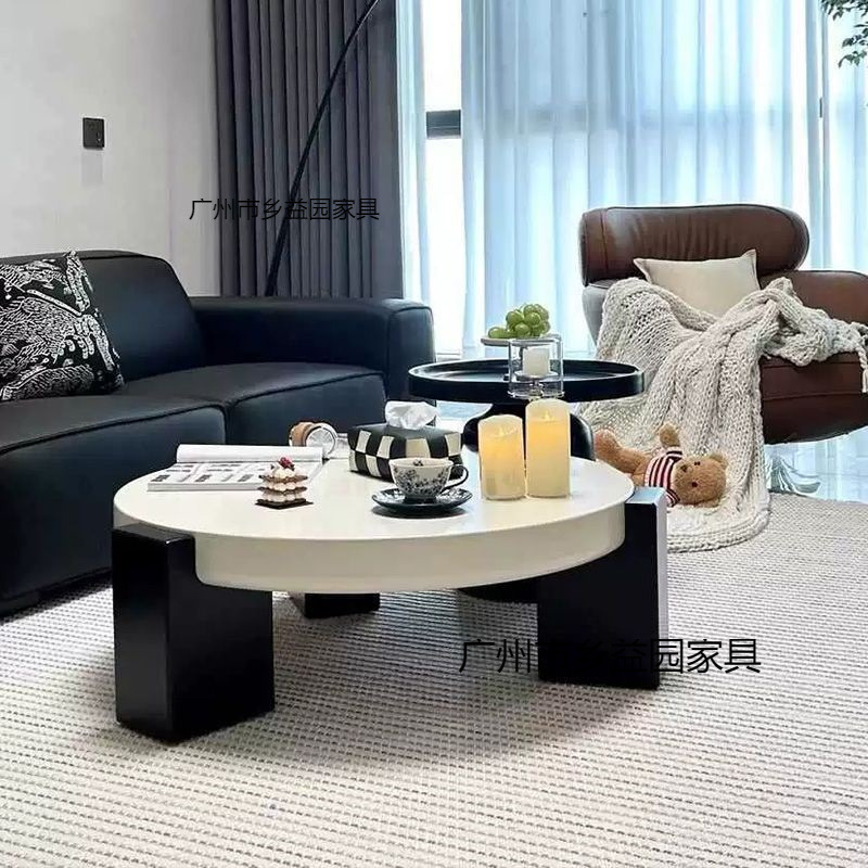 新款奶油风小户型茶几客厅现代轻奢简约公寓家用圆形创意组合|undefined