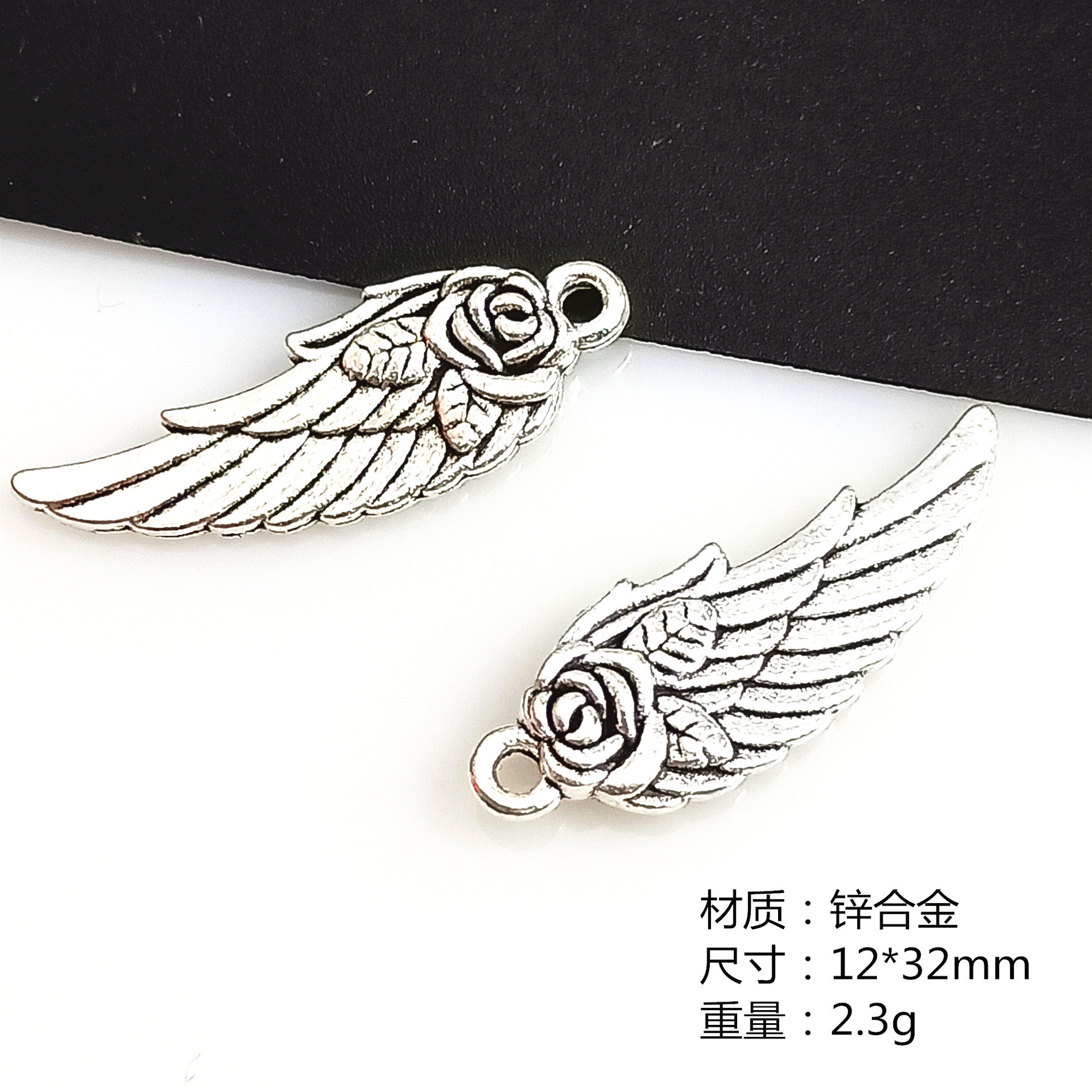 12*32mm rose feather alloy jewelry accessories diy necklace bracelet earrings pendant pendant pendant wholesale