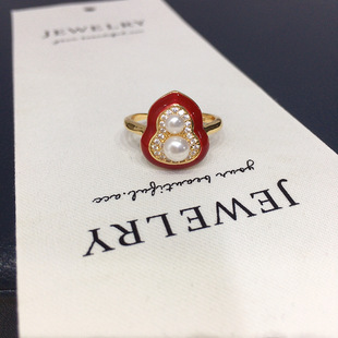 Natural Freshwater Pearl Ring Opening High-level Good Luck Red Gourd Pearl Ring Fashion Year of Life Jewelry