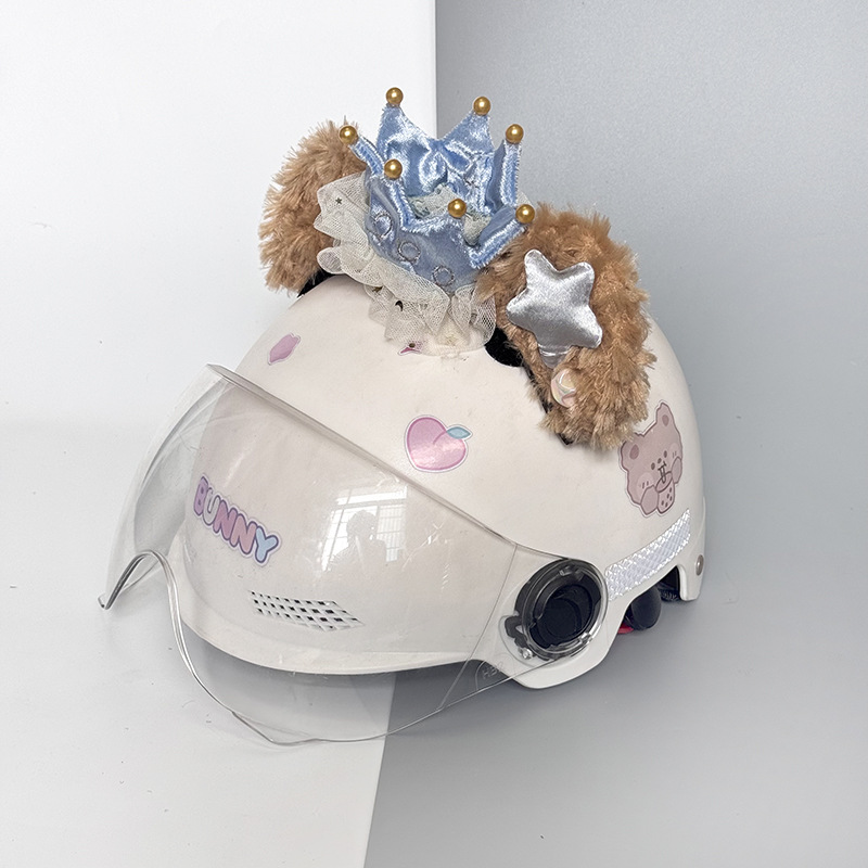 Motorcycle Helmet Decoration Cat Ear Crown Lolita Quick Release Sticker