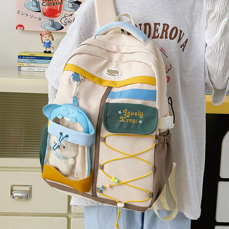 Mochila escolar japonesa hermosa bolsas de dolor de estudiantes de alto valor de la moda dulce mochila de la escuela secundaria color contrastante mochila universitaria