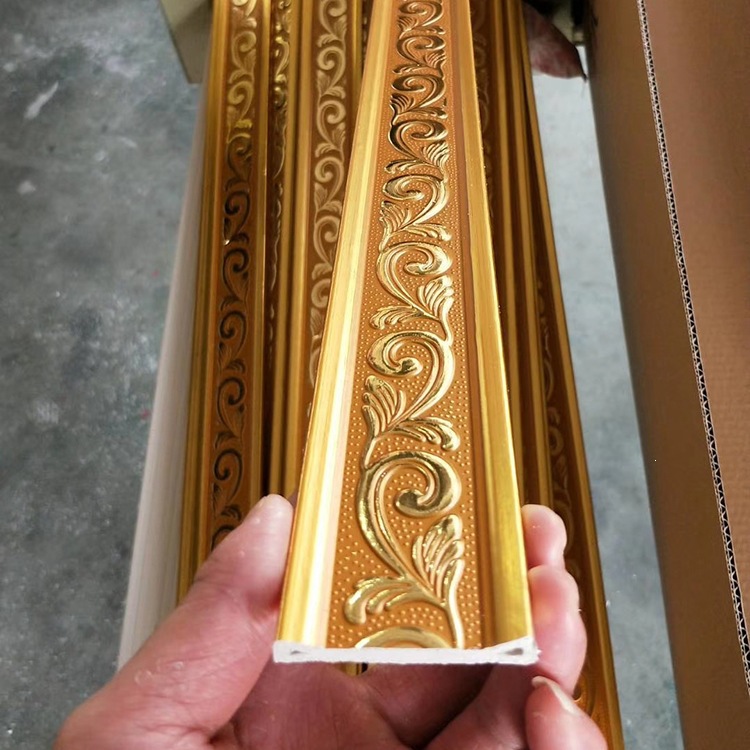 欧式金色5cmpvc装饰线条 平线条腰线 压花线条金凤尾工厂