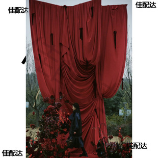 Autumn and winter Ancora red wine red caramel yellow drape cloth curtain tablecloth studio photography background cloth