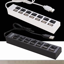 爆款七口开关2.0一拖七集线器HUB分线器高速扩展电脑USB扩展器
