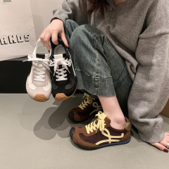 2025新款宽头休闲系带运动鞋女丑萌鞋小众复古超火阿甘鞋歪头平底