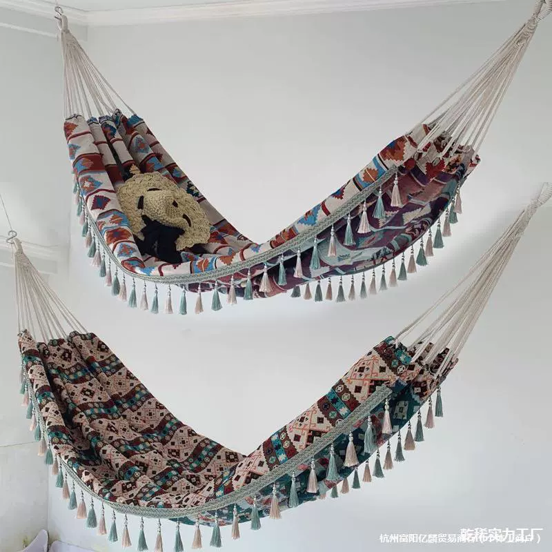 Сетчатый гамак для дома, качели для кемпинга, двойной фото, защищенный от людей, красочный с принтом, для двора, красный, для улицы