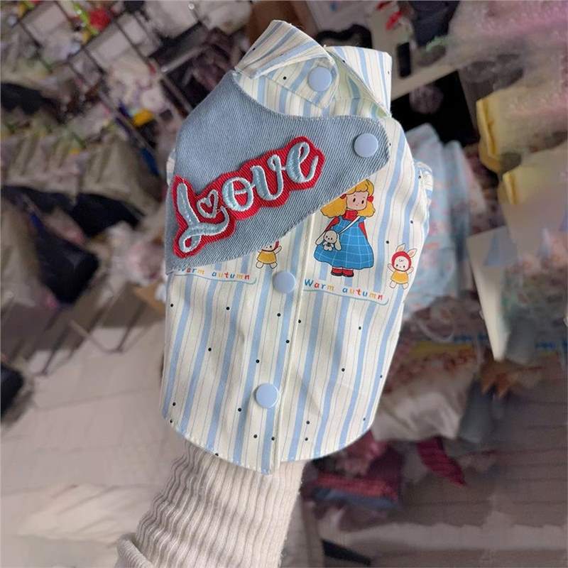 Patchwork Art! Dog Clothes, New Summer Style, Bichon Teddy Denim Jacket, Shiba Inu Clothes, Spring Outfit for Medium-Sized Dogs Patchwork Art! Dog Clothes, New Summer Style, Bichon Teddy Denim Jacket, Shiba Inu Clothes, Spring Outfit for Medium-Sized Dogs
