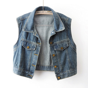 2025 Spring New Versatile Casual Denim Vest Women's Short Sleeveless Jacket Small Vest Waistcoat Top Jacket