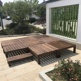 Wholesale Carbonized Anti-Corrosion Wood Flooring Solid Wood Movable Wedding Garden Villa Courtyard Wooden Tatami Landscape