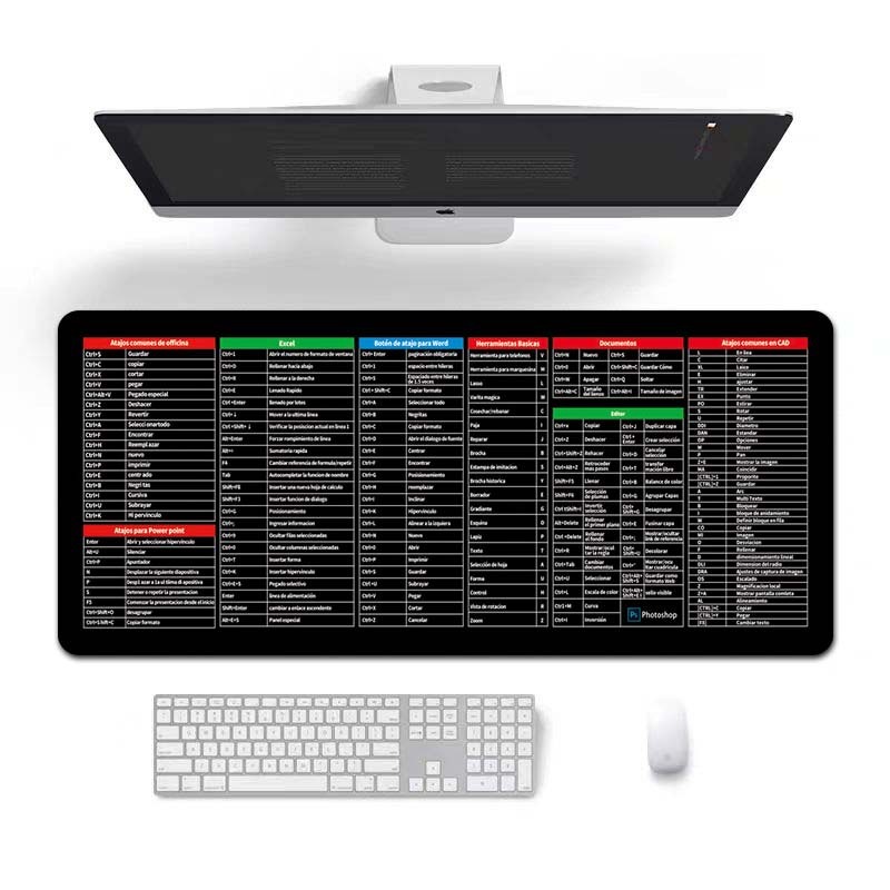 跨境批发热销英文快捷键多国语言定制耐脏鼠标垫办公桌垫MousePad|undefined