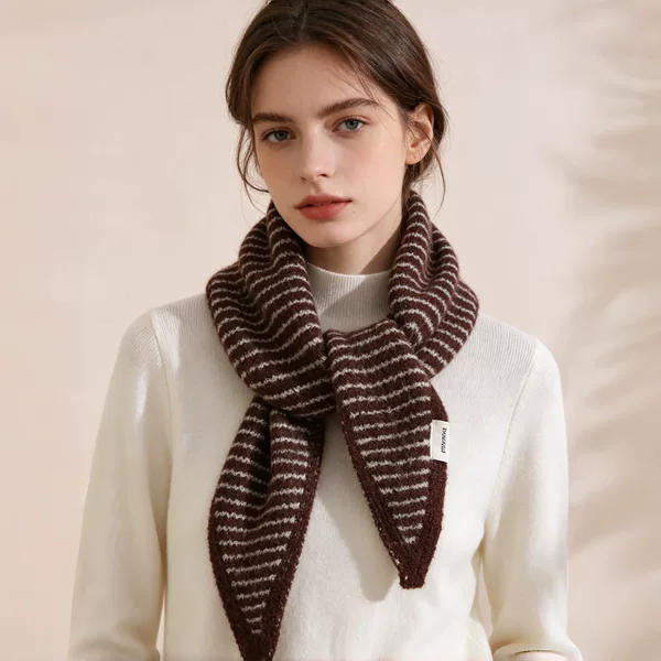Unisex color-blocked striped wool blend scarf, autumn and winter design, knitted shawl, casual and warm neck warmer, trendy