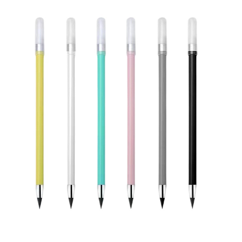 Lápiz eterno, no necesita ser afilado, escribe a color, tecnología negra completa, con goma de borrar, color pastel, duradero, creativo, portátil