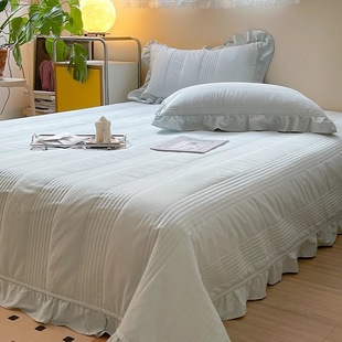 Ins Winter Thickened Washed Cotton Bed Cover Three-Piece Set Tatami Cotton Bed Sheet Human Kang Cover Kang Single Four Seasons