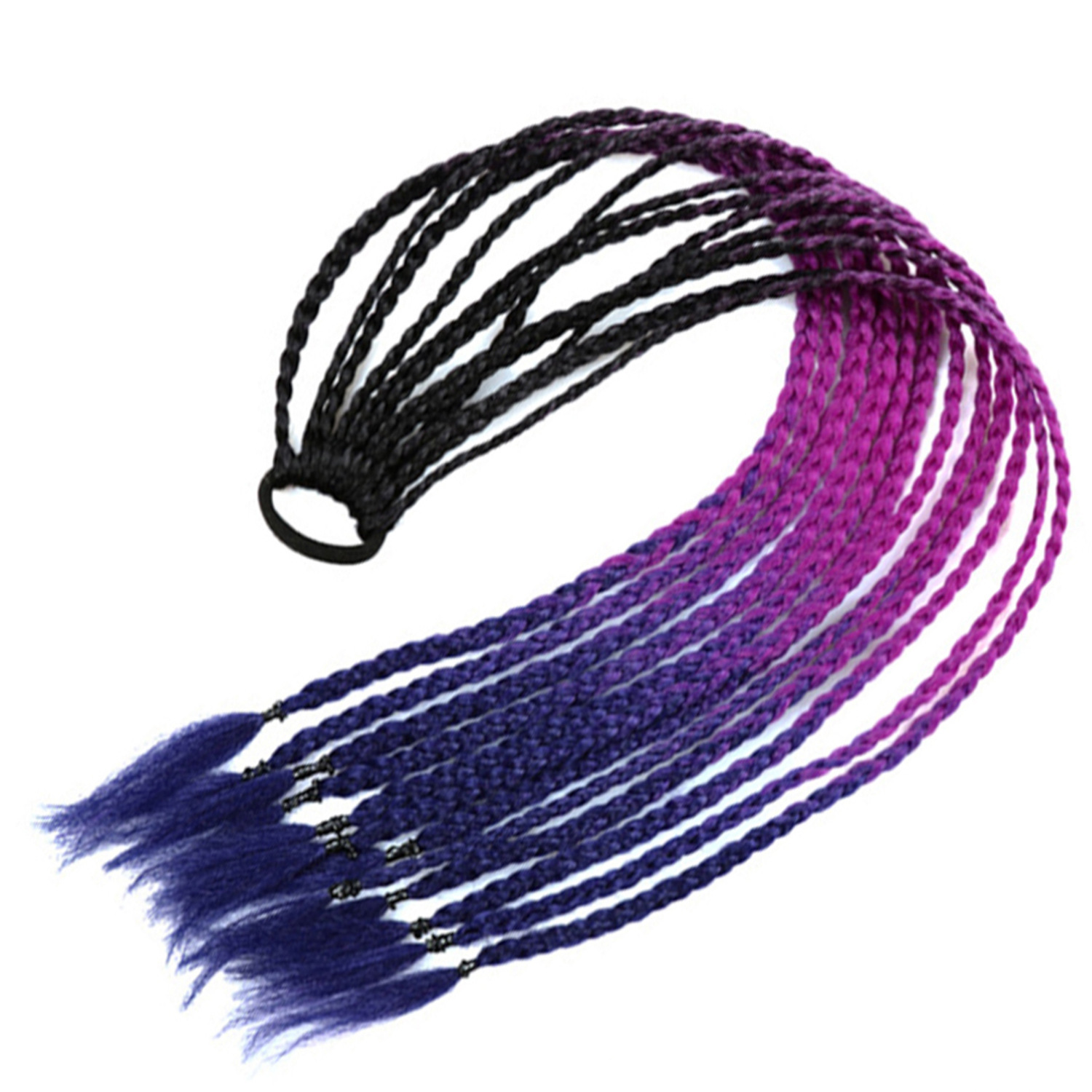 Trenzas de color de tres hebras de cola de caballo de tela de alta temperatura de seda sucia trenzas de cabello tipo peluca